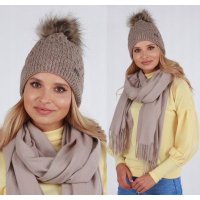 Fashionweek dámská zimní čepice s bambulí Jenot ZIZI-P15 mocca – Hledejceny.cz