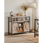 VASAGLE Skříňka s posuvnými dvířky 100 x 80 x 33 cm hnědá – Zboží Mobilmania