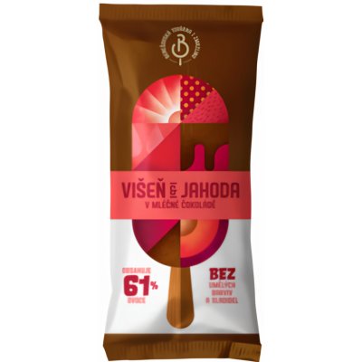 Benešovská továrna na zmrzlinu Sorbet Višeň & jahoda v mléčné čokoládě, nanuk 70ml – Hledejceny.cz
