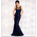 Společenské šaty dlouhé 306328-2 modrá / černá – Zboží Dáma Společenské šaty dlouhé 306328-2 modrá / černá – Zboží Dáma