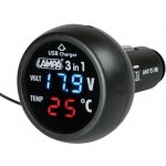 Digitální voltmetr 12/24V s teploměrem a USB výstupem – Zboží Mobilmania
