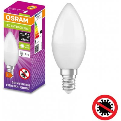 Osram Antibakteriální LED žárovka E14 5,5W neutrální bílá svíčka