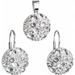 Evolution Group sada s krystaly Swarovski náušnice a přívěšek bílé kulaté 39117.1