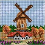 Předloha vyšívací Mlýn na podzim 15x15cm – Sleviste.cz