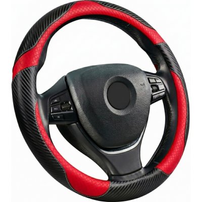 PREXIM Potah na volant imitace carbon černo-červený | Zboží Auto