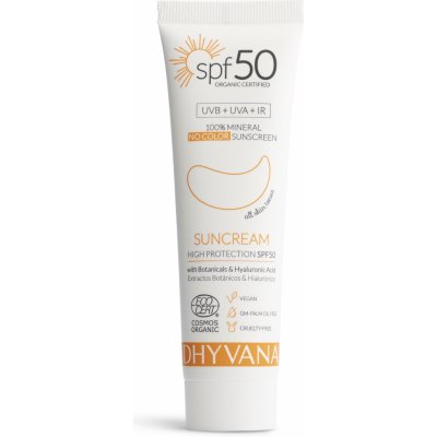 Dhyvana Přírodní minerální opalovací krém na obličej SPF50 50 ml – Zboží Dáma