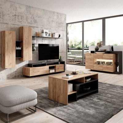 Alva sestava B dub kraft zlatý antracit – Zboží Dáma