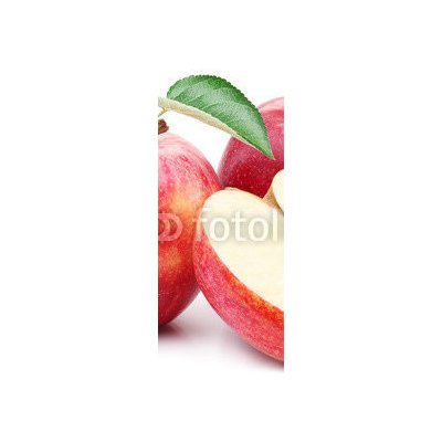 WEBLUX 50507014 Samolepka na lednici fólie Red apple with leaf and slice. Červené jablko s listy a plátky. rozměry 80 x 200 cm – Zboží Mobilmania