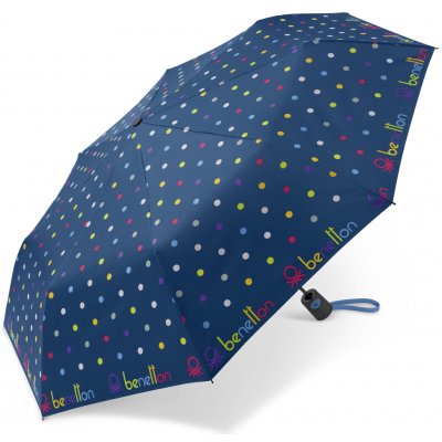 Benetton deštník skládací automatický Signature Dot Blue Sapphire Mini – Sleviste.cz