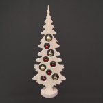 AMADEA Dekorace vánoční strom na podstavci s koulemi bílý 75 x 30 cm český výrobek