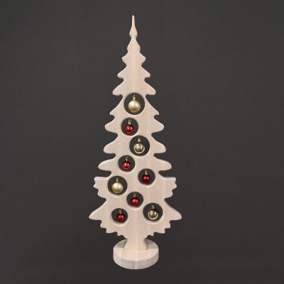 AMADEA Dekorace vánoční strom na podstavci s koulemi bílý 75 x 30 cm český výrobek – Sleviste.cz