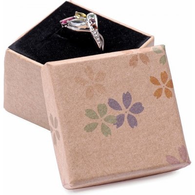 Nefertitis Papírová dárková krabička s kytičkami na prsteny 4,8 x 4,8 x 3,9 cm NF27202