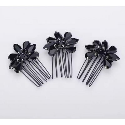 Naishide Jewelry Sada 3 ks krystalových hřebínků Flower Druh barvy: Černá – Zboží Dáma