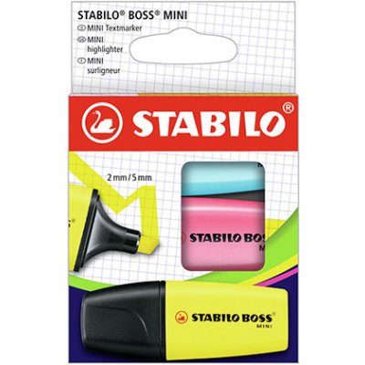 Stabilo Boss Mini 3 ks balení žlutá modrá růžová 453136 – Zboží Živě