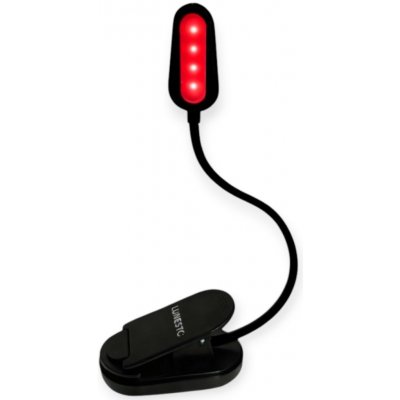 Lunesto LED Lampička na čtení bez modré složky s CLIP-ONEM Barva světla: Červená (1100K), Barva lampičky: Černá – Zboží Dáma