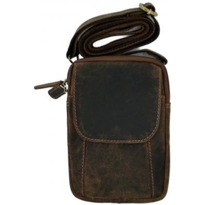 Kožená pánská taška na mobil přes rameno s kapsou světle hnědá 832 – Zboží Mobilmania