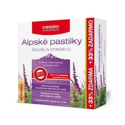 Cemio Alpské pastilky Šalvěj a Vitamin C 40 pastilek