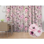 Biante Bavlněný závěs Sandra SA-494 Velké růžové květy na světle šedobéžovém 150x190 cm – Hledejceny.cz