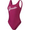 Speedo Logo Deep U Back Swimsuit Womens purple white