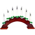Vánoční dřevěný svícen ve tvaru oblouku, vínová, 7 svíček plamen – Zboží Mobilmania
