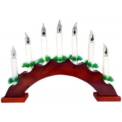Vánoční dřevěný svícen ve tvaru oblouku, vínová, 7 svíček plamen – Zboží Mobilmania