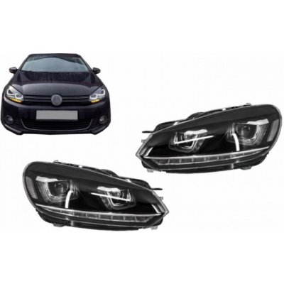 KITT Headlights suitable for VW Golf 6 VI (2008-2013) Golf 7 3D LED DRL U-Design LED Flowing Turning Light Chrome | Zboží Auto