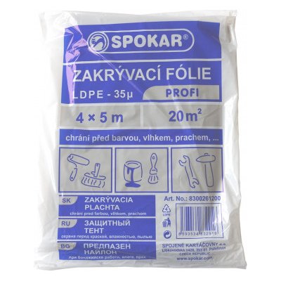 Spokar Profi zakrývací folie, 35 µ, 20 m2, 4 × 5 m – Zbozi.Blesk.cz