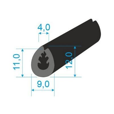 00535006 Pryžový profil tvaru "U", 12x9/4mm, 60°Sh, EPDM, -40°C/+100°C, černý – Zbozi.Blesk.cz