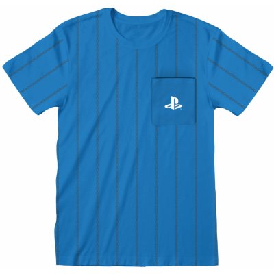 Playstation Striped Pocket Logo modrá tričko