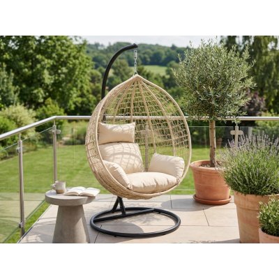 Textilomanie Závěsné křeslo KOKON se stojanem béžové – Hledejceny.cz