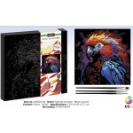 Grafix Malování podle čísel papoušek 30 x 30 cm na černé plátno – Zboží Dáma