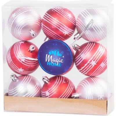 MagicHome Koule 9 ks červeno-růžové matné s dekorací na vánoční stromek 6 cm ST8091510 – Hledejceny.cz