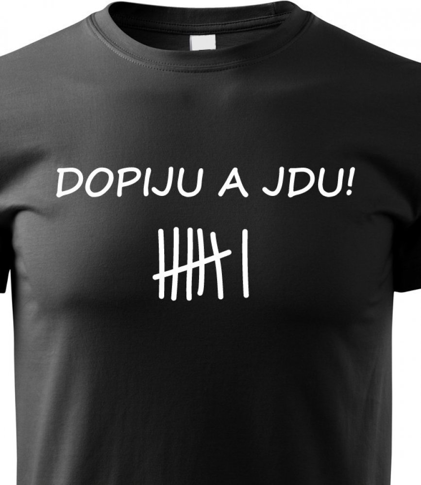 Bezvatriko tričko s potiskem Dopiju a jdu černá | Srovnanicen.cz