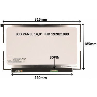 SIL LCD PANEL 14,0'' FHD 1920x1080 30PIN MATNÝ IPS / BEZ ÚCHYTŮ 77042065