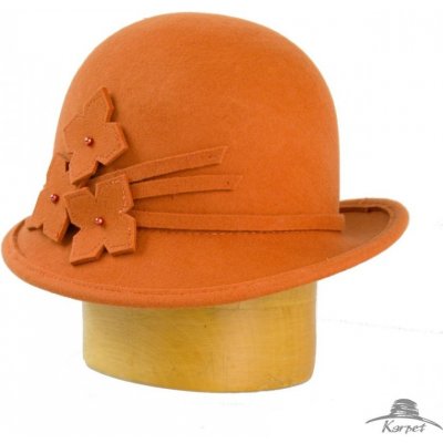Dámský klobouk zdobený vysekávanými květy oranžová – Zboží Mobilmania