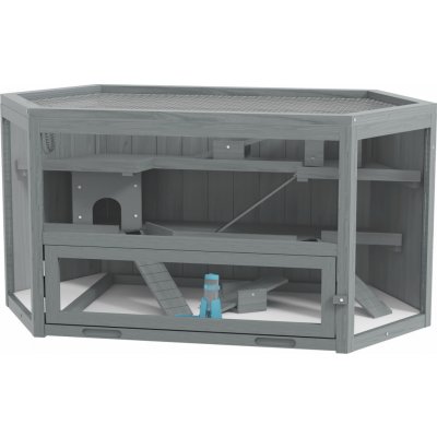 PawHut Dřevěná klec pro hlodavce šedá115 x 60 x 55 cm – Zbozi.Blesk.cz