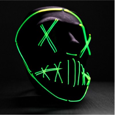 RAVEON Svítící maska Anarchy Rave 2.0 | Zelená