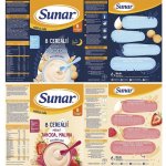 Sunar mléčná kaše 8 cereálií 2 druhy piškotová + jahoda malina 6 x 210 g – Zboží Dáma