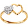 Prsteny iZlato Forever zlatý dvoubarevný prsten se zirkony Srdíčka IZ15744