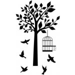 IMPOL TRADE SPNB169TS Samolepky na zeď ptáci a strom rozměr 90 x 160 cm – Zboží Mobilmania