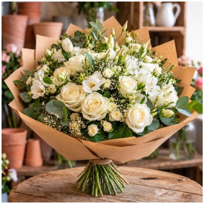 levandule-online.cz Kytice Bílá romance Velikost kytice: Velká L - průměr 45 cm - Pro velké okamžiky, Dárek ke kytici: Nechci dárek – Hledejceny.cz