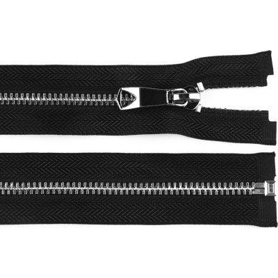Kovový zip No 5 délka 80 cm s ozdobným jezdcem, střední, 2 černá stříbrná – Hledejceny.cz