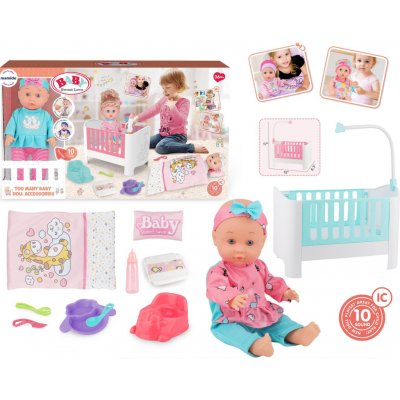 Mamido miminko s postýlkou a doplňky Baby Sweet Love MT1597 – Zboží Mobilmania