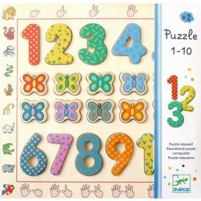 Djeco Puzzle číslice a motýli na desce – Zboží Mobilmania