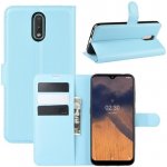 Pouzdro Litchi PU kožené peněženkové Nokia 2.3 - modré – Zboží Živě