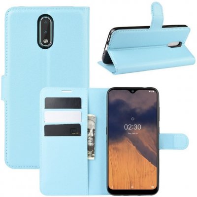 Pouzdro Litchi PU kožené peněženkové Nokia 2.3 - modré – Zboží Živě