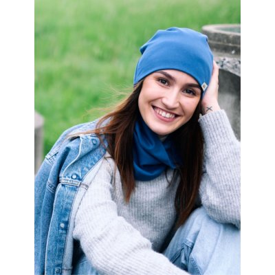 Doke Set čepice a nákrčník organic dark blue – Sleviste.cz
