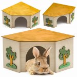 JK ANIMALS Dřevěný rohový domek pro králíky 27 x 27 x 15 cm – Hledejceny.cz