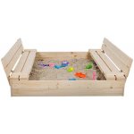 ATMOWOOD Dřevěné přírodní pískoviště s lavičkami 120 x 120 cm – Zbozi.Blesk.cz