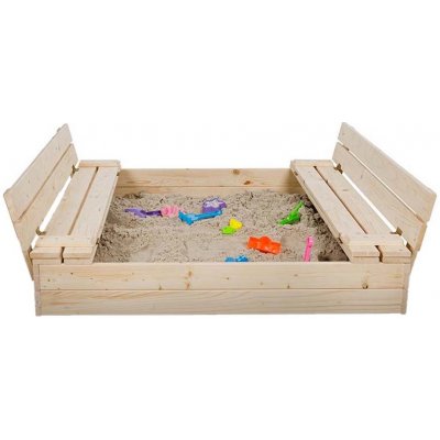 ATMOWOOD Dřevěné přírodní pískoviště s lavičkami 120 x 120 cm – Zbozi.Blesk.cz